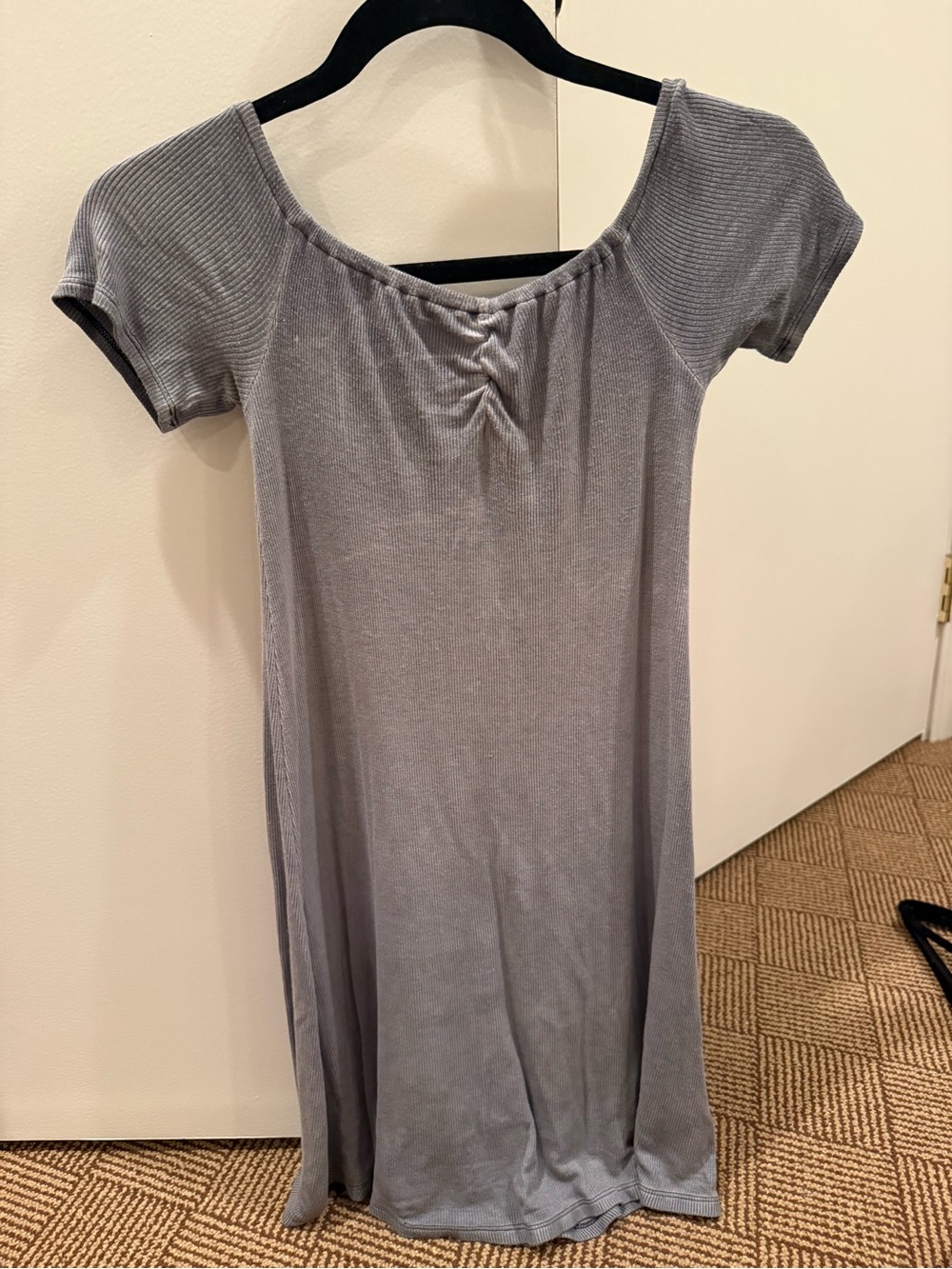 American Eagle Outfitters Gray off the shoulder Mini Dress